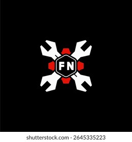 FN Initials Vektor Stok Otomotif Logo Design