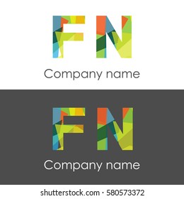 FN letter abstract mosaic shape icon colorful