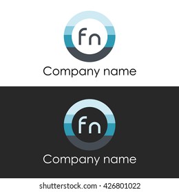 FN letter a circle shape icon logo white blue