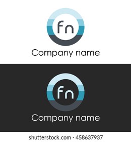 FN letter circle shape icon logo white blue