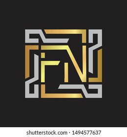 FN Letter logo initial capital monogram with abstract ornament