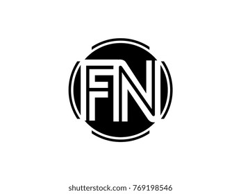 FN letter logo round black