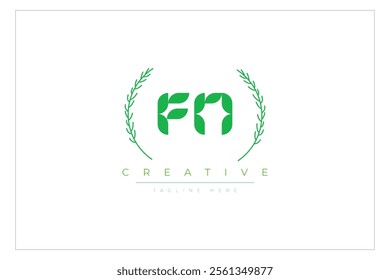 FN letters eco logo with leaf. Fresh nature and healthy leaf logo design.