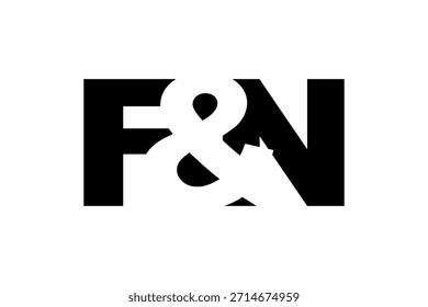 FN logo design in bold style. Black white identity symbol. Modern typography emblem. Corporate branding icon. Minimal business template.
