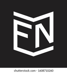 FN Logo Emblem Monogram With Shield Style Design Template Isolated On Black Background