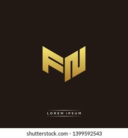 FN Logo Letter Initial Logo Designs Templete with Gold and Black Background