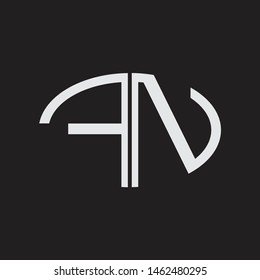 FN Logo letter oval monogram design template with black and white colors