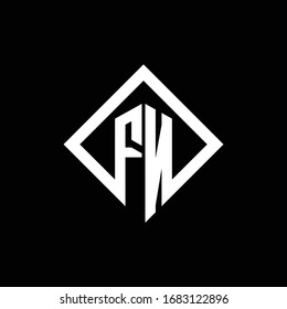 FN logo monogram with square rotate style design template