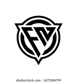 FN logo with triangle shape and circle with outline rounded design template isolated on white background