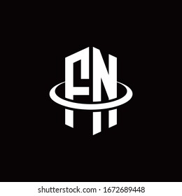 FN monogram logo in a hexagon style and surrounded by a ring