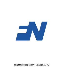 FN negative space letter logo blue