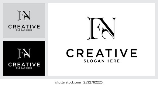 FN or NF initial letter logo design vector template.