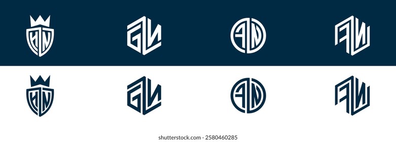 FN NF letter logo set design