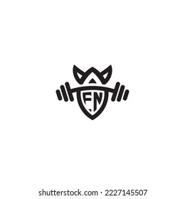 FN simple line fitness gym concept in high quality professional design that will print well across any print media