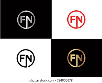 FN text gold black silver modern creative alphabet letter logo design vector icon
