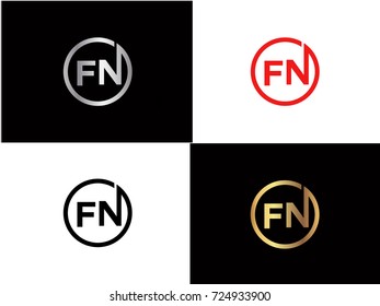 FN text gold black silver modern creative alphabet letter logo design vector icon
