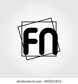 fn uppercase initials square frame business logo