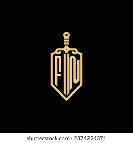 FN vintage shield and sword initial logo in high quality professional design that will print well across any print media