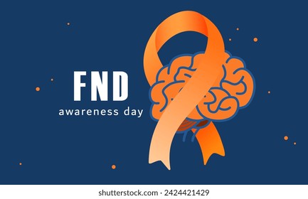 FND (functional neurological disorders) Awareness Day vector illustration. Brain and ribbon banner