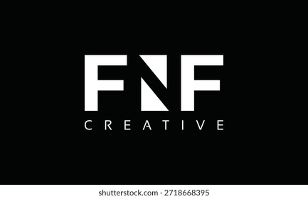 FNF letters Logo with negative space design. Letter with geometric typography. Creative Vector Illustration with letters.
