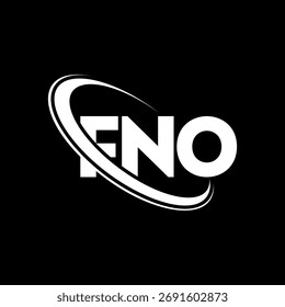 Logo de FNO. Carta FNO. Diseño del logotipo de la letra FNO. Logotipo de FNO con el círculo y el logotipo del monograma en mayúsculas. Tipografía FNO para tecnología, negocio y marca inmobiliaria.