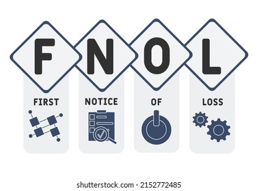 FNOL First Notice Of Loss acronym. business concept background.  vector illustration concept with keywords and icons. lettering illustration with icons for web banner, flyer, landing