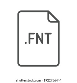 Icono de línea de formato de archivo FNT. Signo de estilo lineal para concepto móvil y diseño web. Símbolo sencillo de contorno. Ilustración vectorial aislada en fondo blanco. EPS 10.