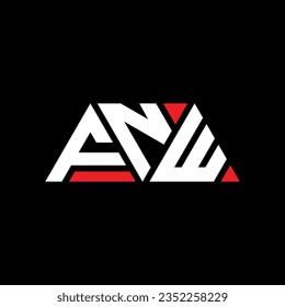 FNW triangle letter logo design with triangle shape. FNW triangle logo design monogram. FNW triangle vector logo template with red color. FNW triangular logo Simple, Elegant, and Luxurious design.