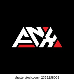 FNX triangle letter logo design with triangle shape. FNX triangle logo design monogram. FNX triangle vector logo template with red color. FNX triangular logo Simple, Elegant, and Luxurious design.