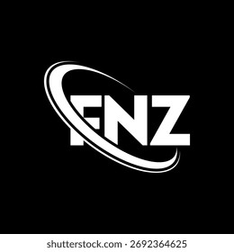 Logo da FNZ. Carta FNZ. Design do logotipo da letra FNZ. Logotipo FNZ inicial ligado com o logotipo do monograma em círculo e maiúsculo. FNZ-tipografia para marca de tecnologia, negócios e imóveis.