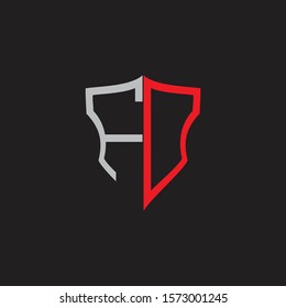 FO Abstract logo monogram with shield elements isolated on black background