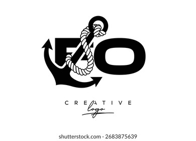 FO Creative Monogram Latter Logo with Anchor and Rope Design