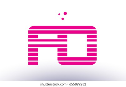 fo f o alphabet letter logo pink purple line stripe company design template creative abstract vector