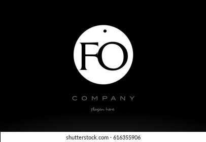 FO F O simple black white circle background alphabet company logo design vector icon template