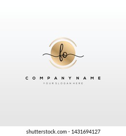FO handwriting initial logo template vector.