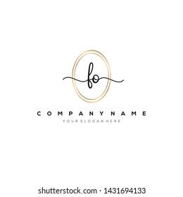 FO handwriting initial logo template vector.