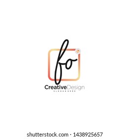 FO initial handwriting with color logo icon template vector.