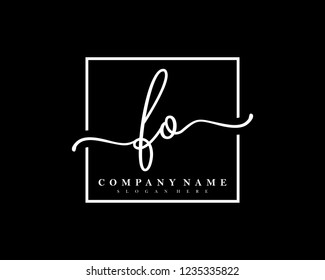 FO Initial handwriting square minimalist logo vector