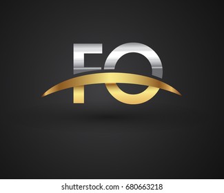 FO initial logo company name colored gold and silver swoosh design. vector logo for business and company identity.
