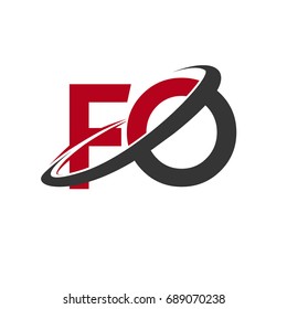 FO initial logo company name colored red and black swoosh design, isolated on white background. vector logo for business and company identity.