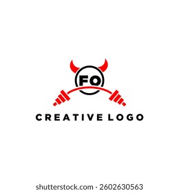 FO initial monogram for fitnes or gym logo with devil style design