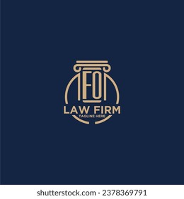 Monograma inicial de FO para la firma de abogados con línea de círculo creativo