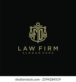 FO initial monogram logo for lawfirm with scale vector design