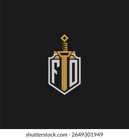 FO initial monogram for shield and sword style image