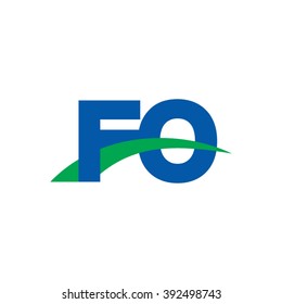 FO initial overlapping swoosh letter logo blue green