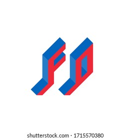 FO - international 2-letter code or National domain of Faroe Islands. F and O - Monogram or logotype. Isometric 3d font for design. Three-dimension letters.