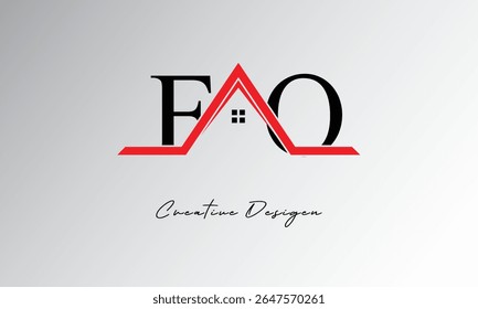 FO Letter House Logo – Creative Real Estate Monogram with Roof Icon and Home Shape for Property, Architecture and Modern Branding
