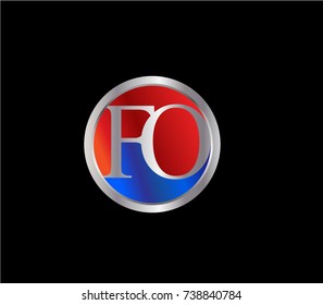 FO Letter logo Design in a circle. Blue and silver colored