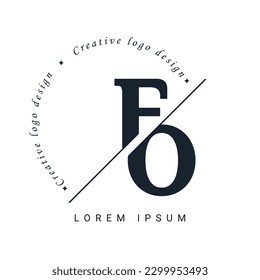Diseño de logotipo de carta FO con corte creativo. Diseño de logotipo creativo