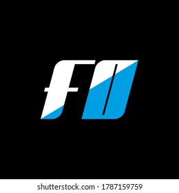 Diseño del logo de la carta FO sobre fondo negro. El concepto del logotipo de la letra de la carta creativa de HO. para obtener más información acerca de los filtros. Diseño de iconos de letras blancas y azules sobre fondo negro. F O